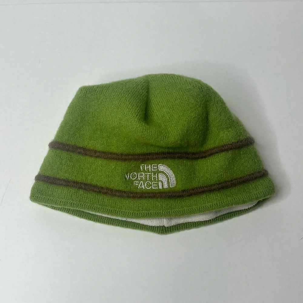 The North Face Beanie Child Infant Green Brown 100% Woolaine Thick Warm Winter